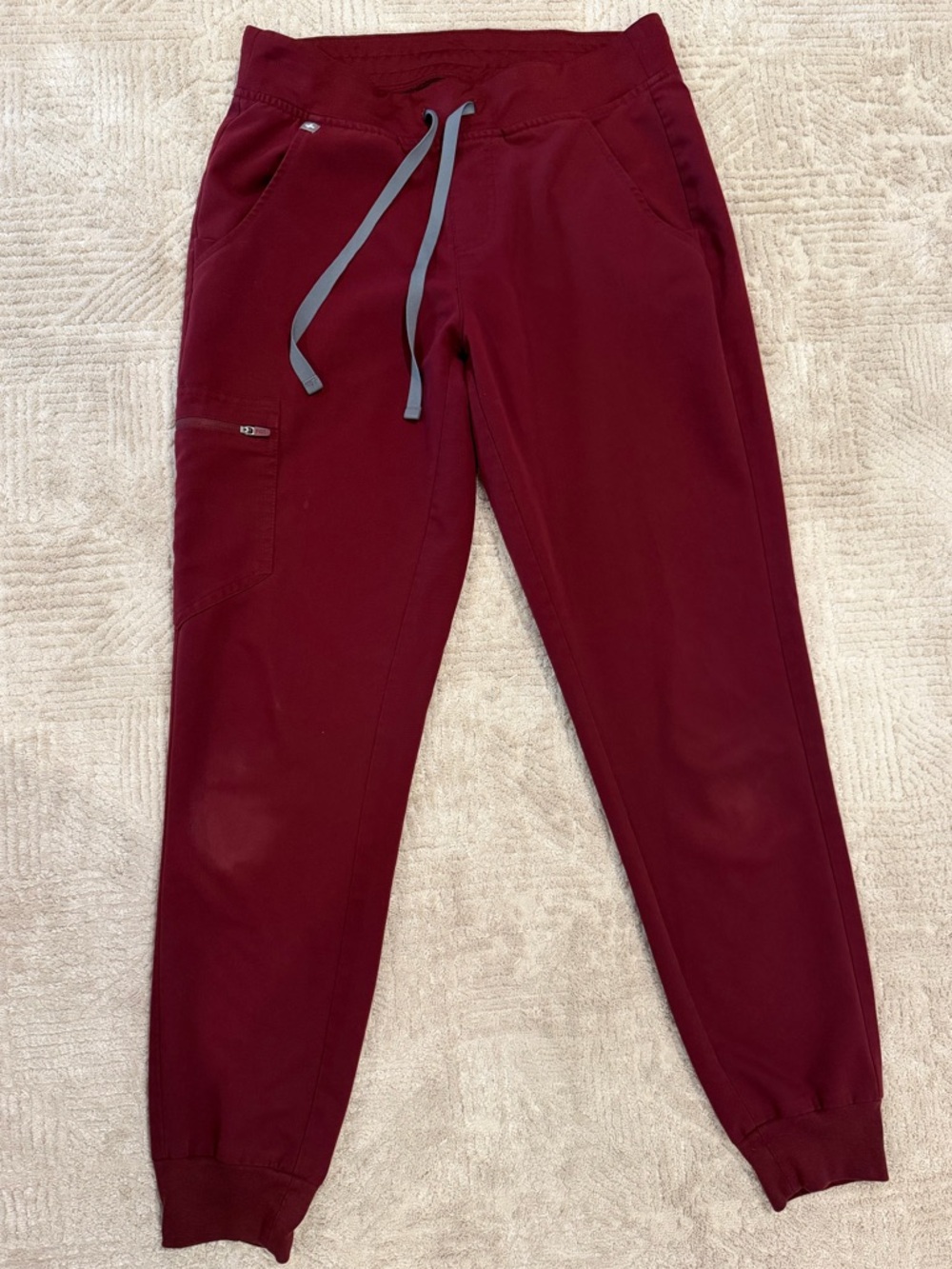 Figs Men's Maroon Jogger Pants with Grey Drawstrings